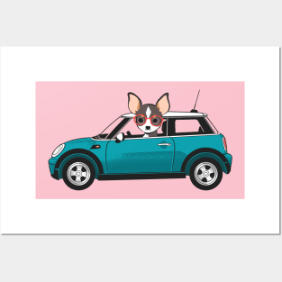 Dog and Car CHIHUAHUA Posters and Art